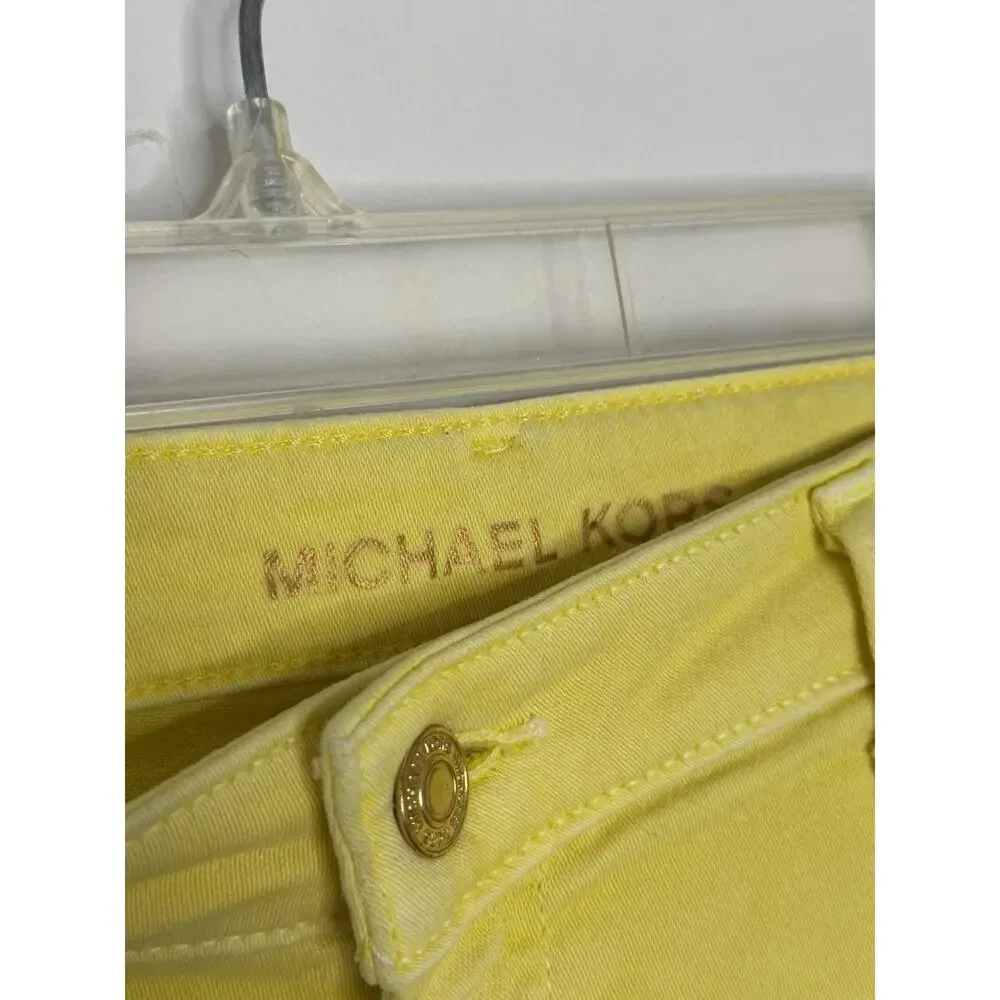 Michael Kors Womens Izzy Cropped Skinny Jeans Yellow Size 14